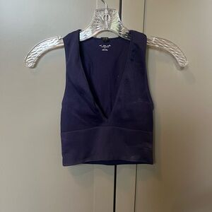 Urban Outfitters navy blue out from under Hailey seamless plunge cropped tank to